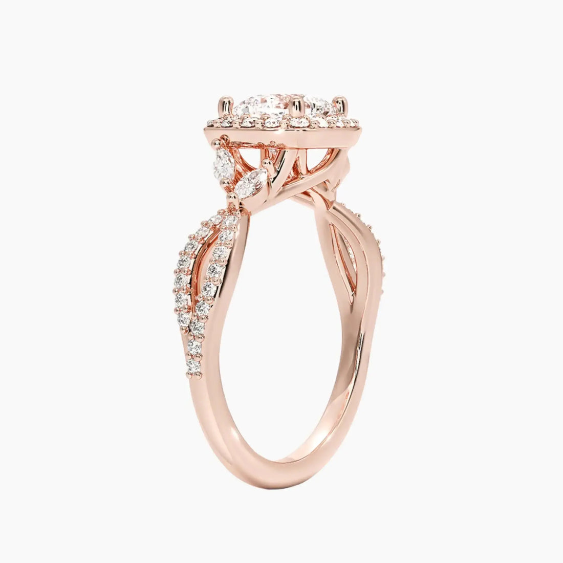 Nerissa Cushion Designer 2 Carat Lab Grown Diamond Engagement Ring in 18K Rose Gold