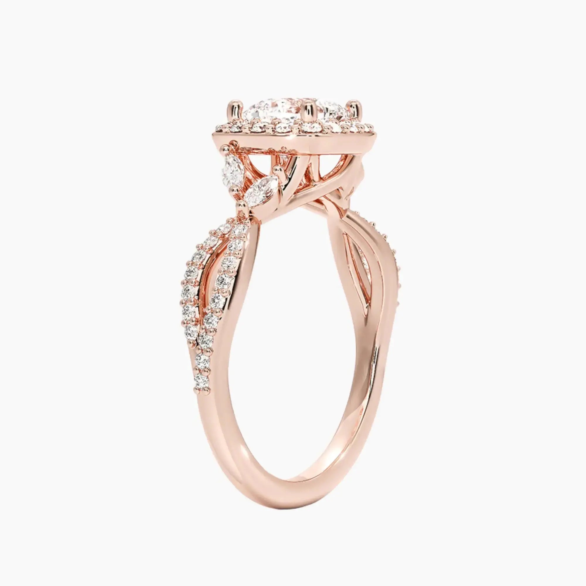 Nerissa Cushion Designer Diamond Ring Setting in 18K Rose Gold