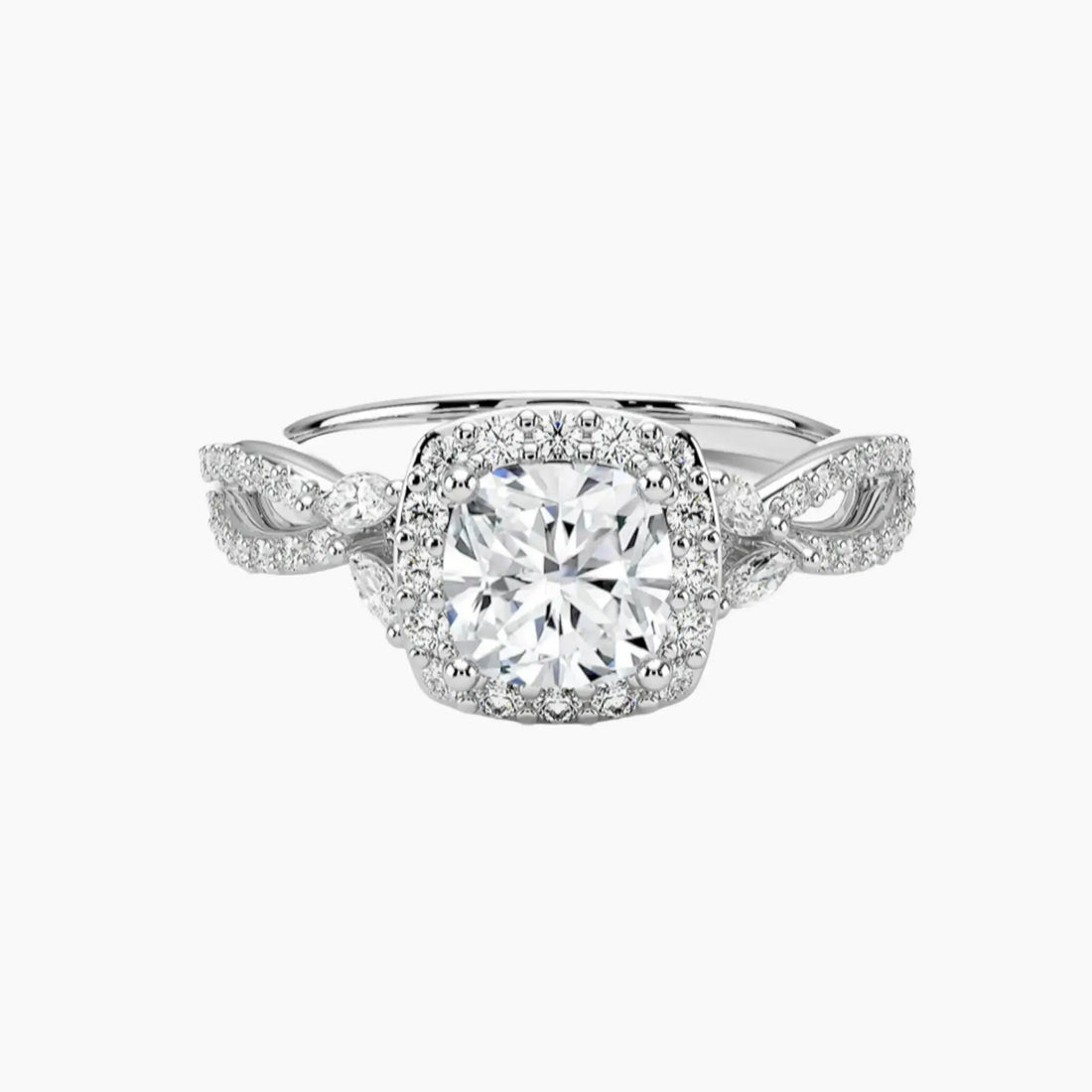 Nerissa Cushion Designer 1.5 Carat Lab Grown Diamond Engagement Ring in 14K White Gold