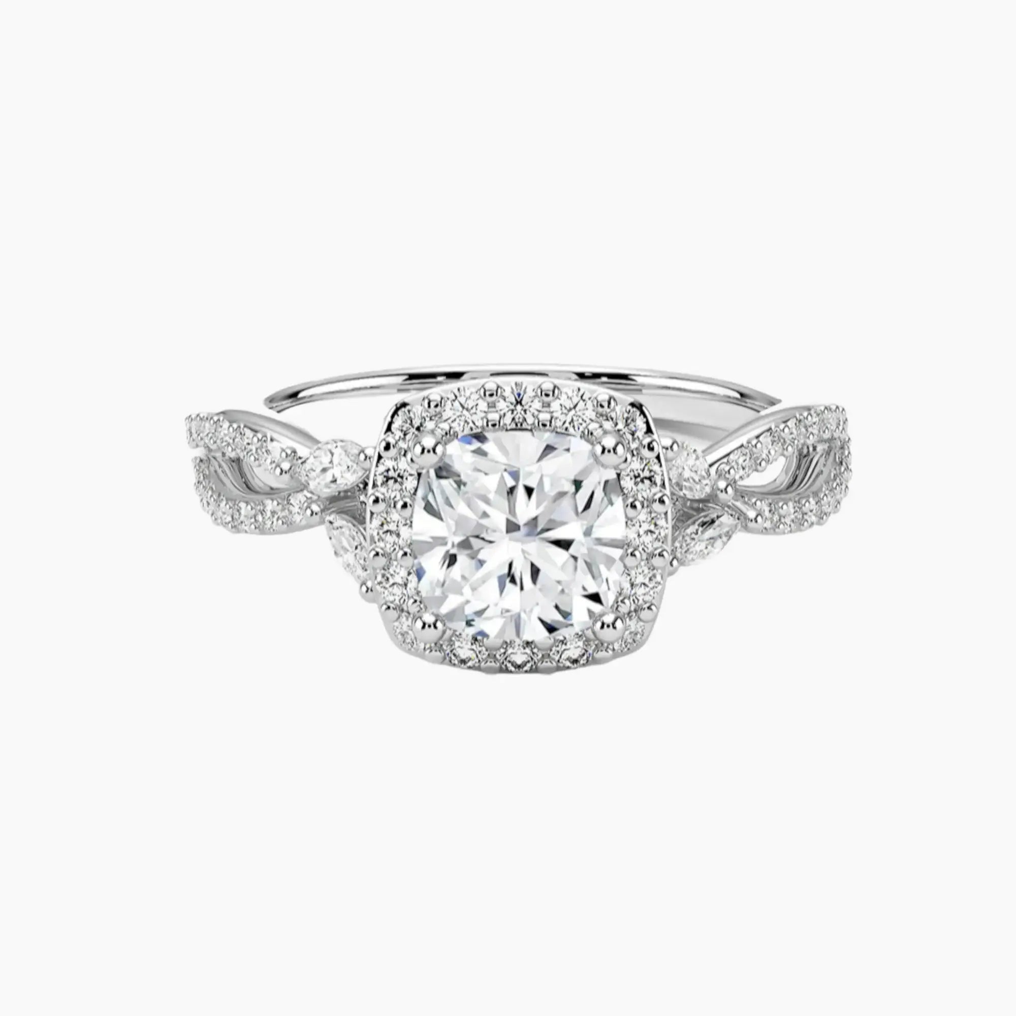 Nerissa Cushion Designer 2.5 Carat Lab Grown Diamond Engagement Ring in 18K White Gold