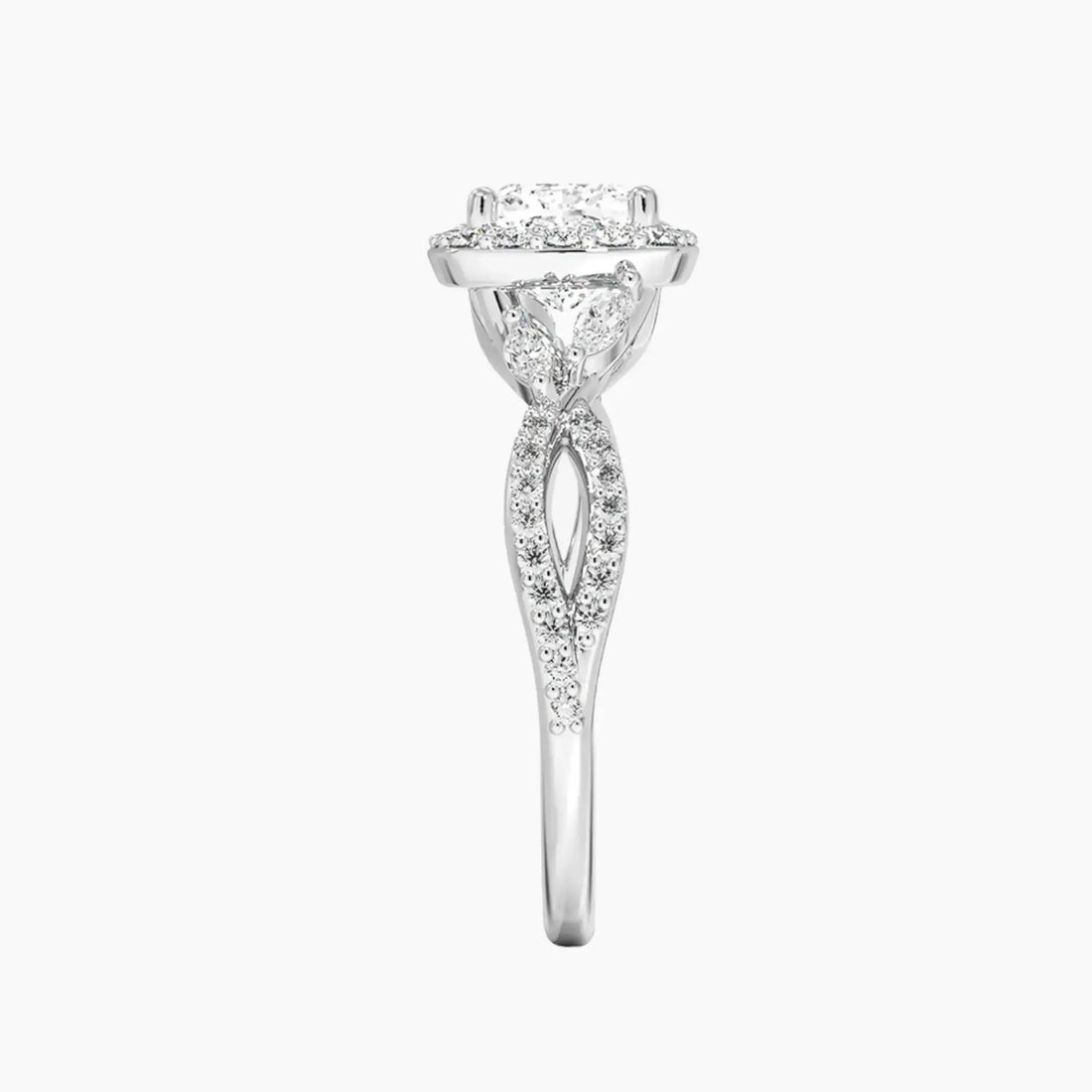 Nerissa Cushion Designer 3 Carat Lab Grown Diamond Engagement Ring in 14K Rose Gold
