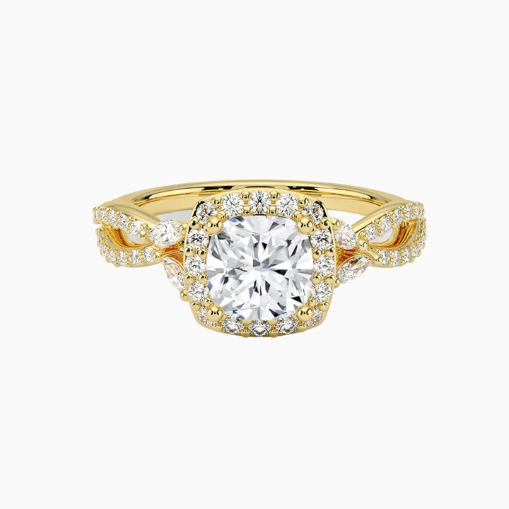 Nerissa Cushion Designer 2 Carat Lab Grown Diamond Engagement Ring in 14K Yellow Gold
