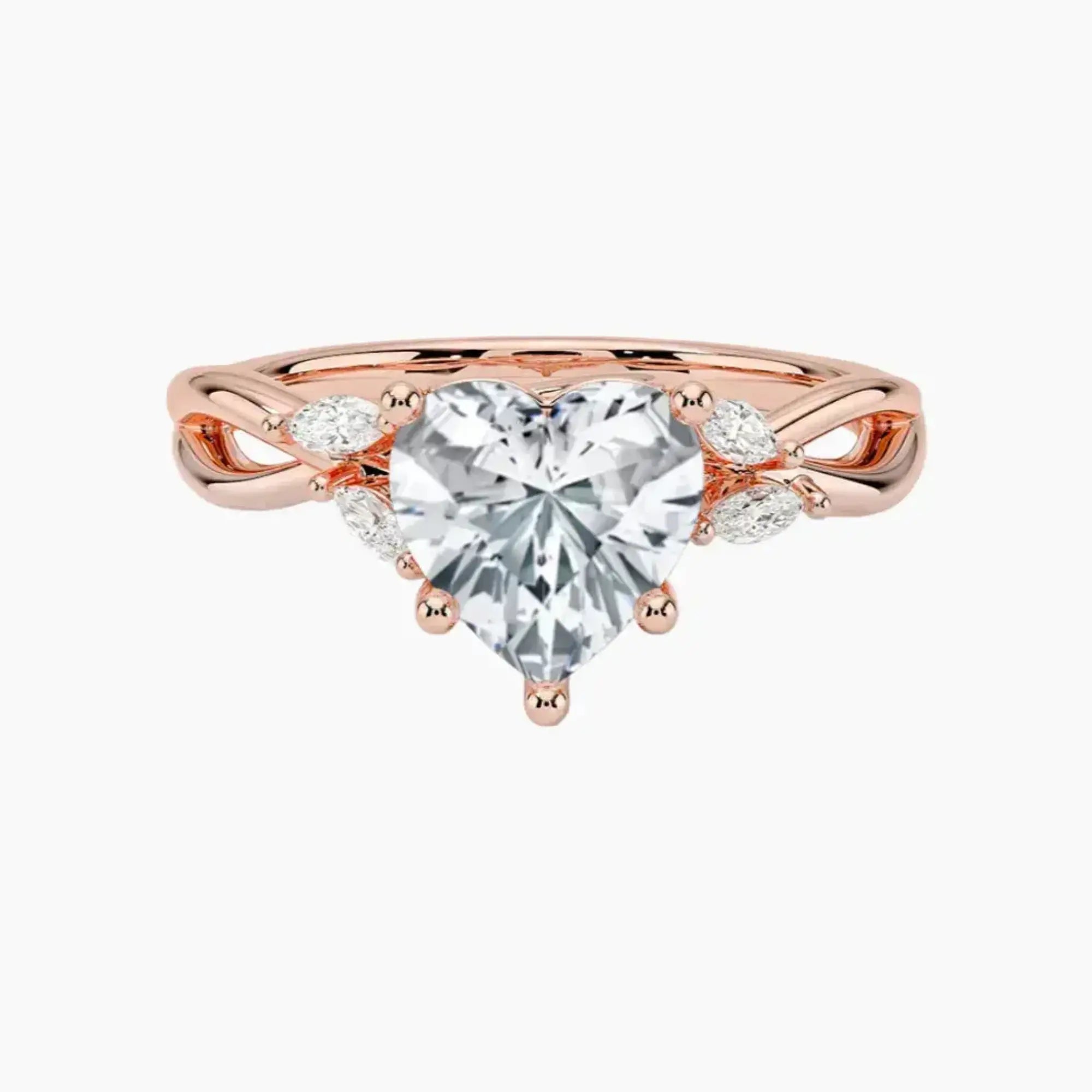 Amara Heart Designer 1 Carat Lab Grown Diamond Engagement Ring in 14K Rose Gold