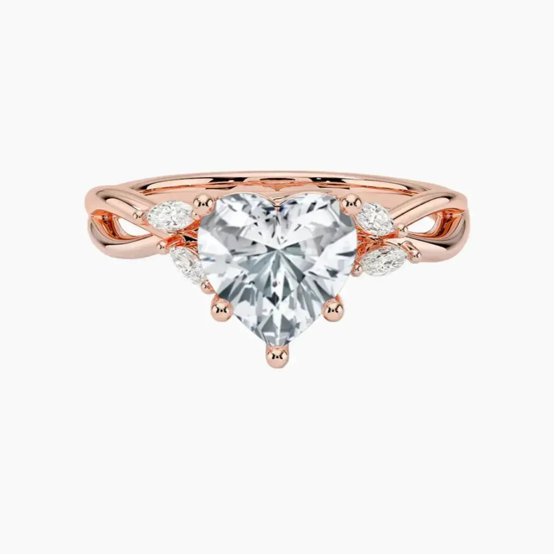 Amara Heart Designer 1.5 Carat Lab Grown Diamond Engagement Ring in 18K Yellow Gold