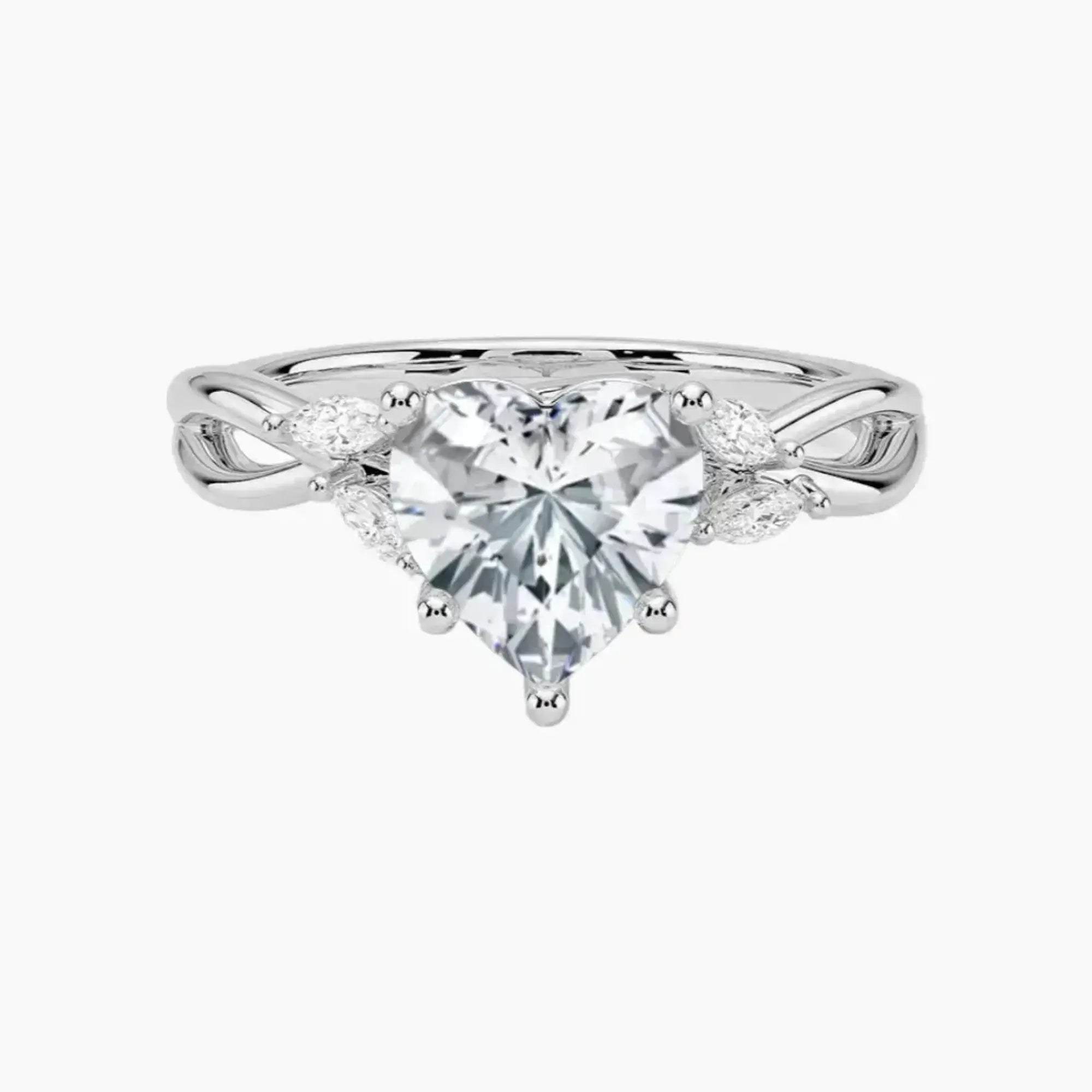 Amara Heart Designer 3 Carat Lab Grown Diamond Engagement Ring in 14K Yellow Gold