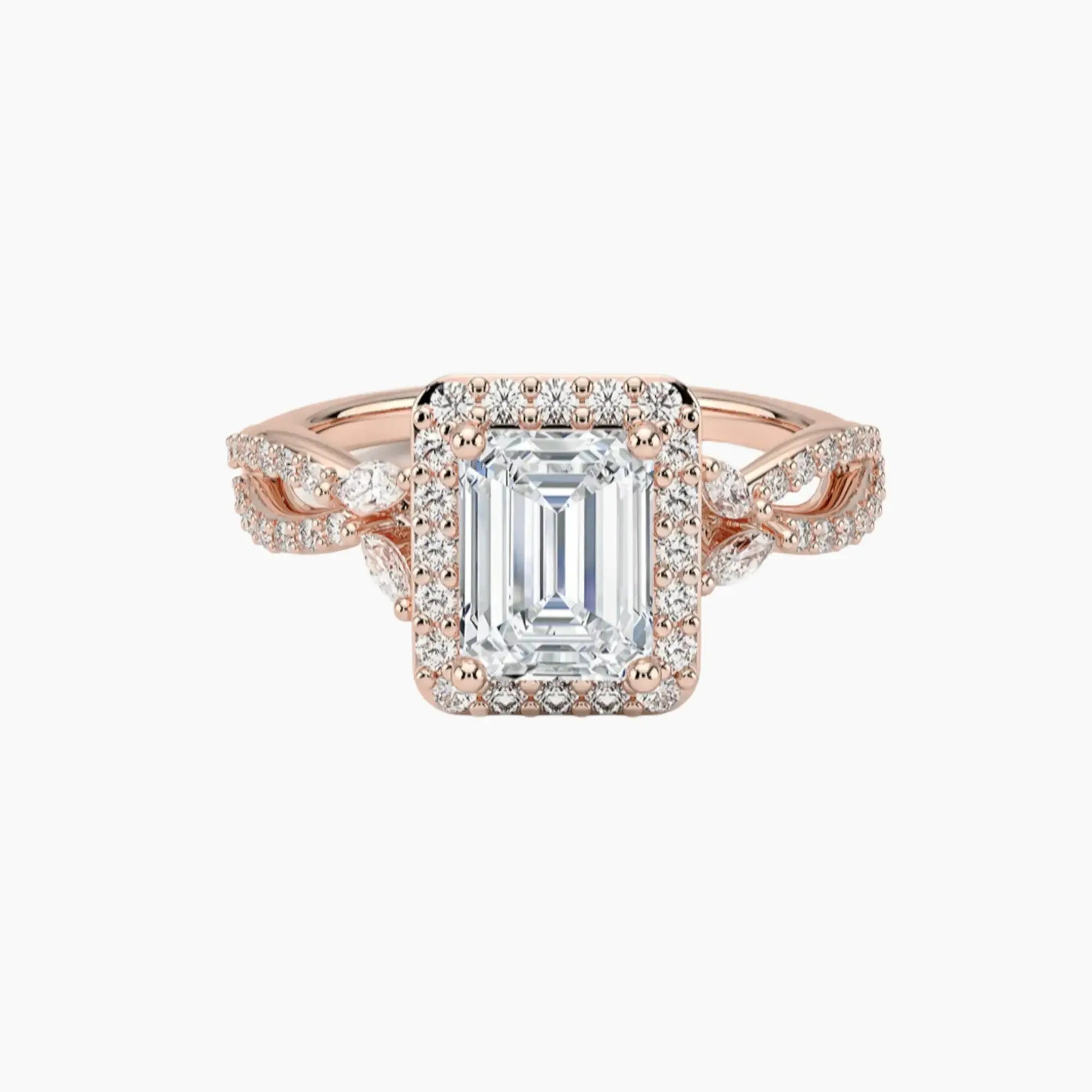 Nerissa Emerald Designer 1.5 Carat Lab Grown Diamond Engagement Ring in 18K White Gold