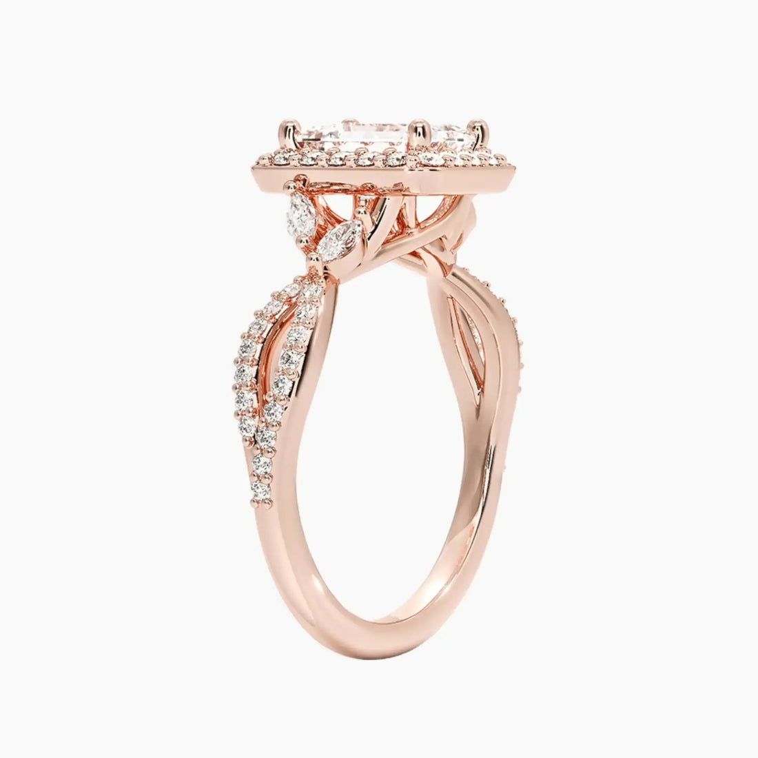 Nerissa Emerald Designer 2.5 Carat Lab Grown Diamond Engagement Ring in 18K White Gold
