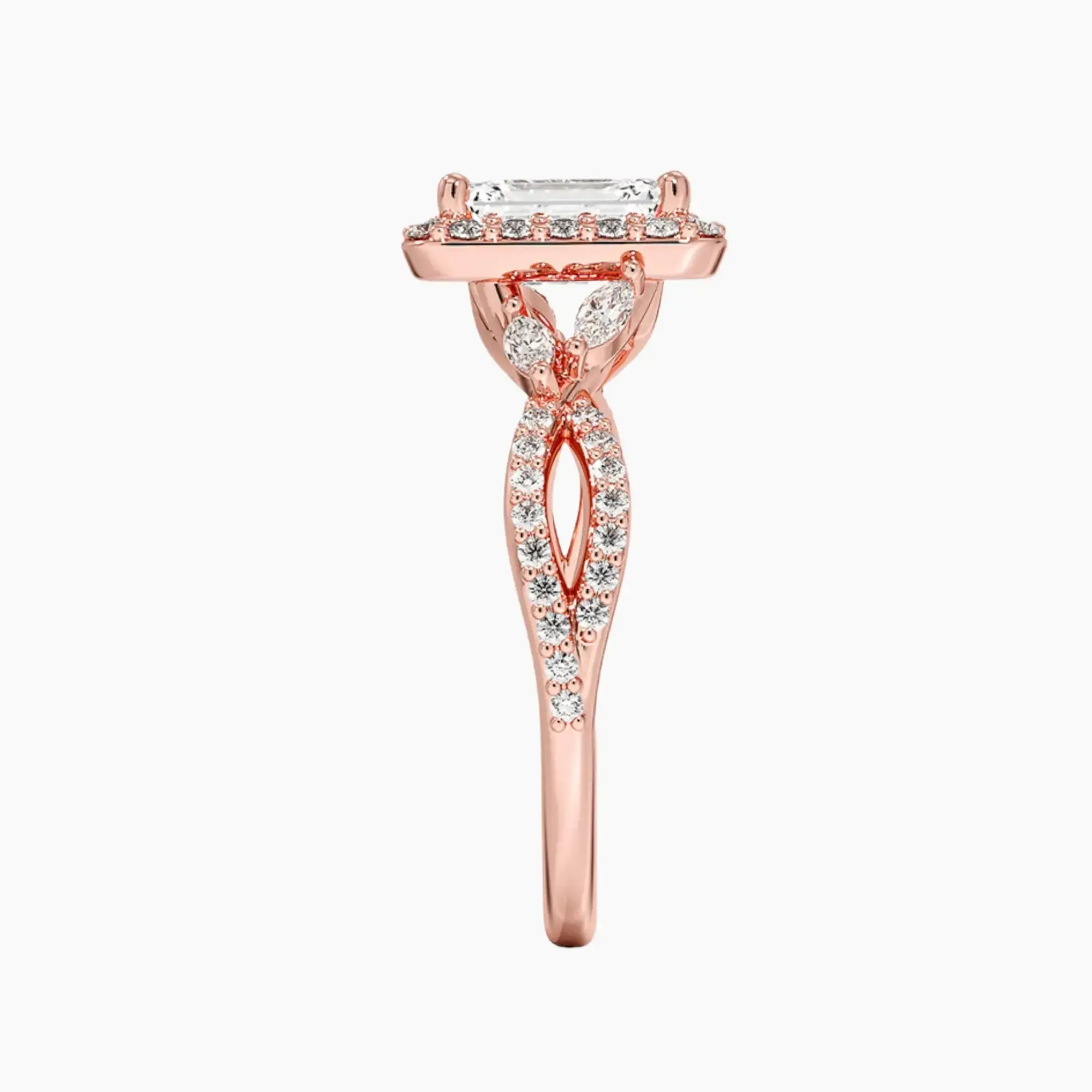 Nerissa Emerald Designer 2 Carat Lab Grown Diamond Engagement Ring in 18K White Gold