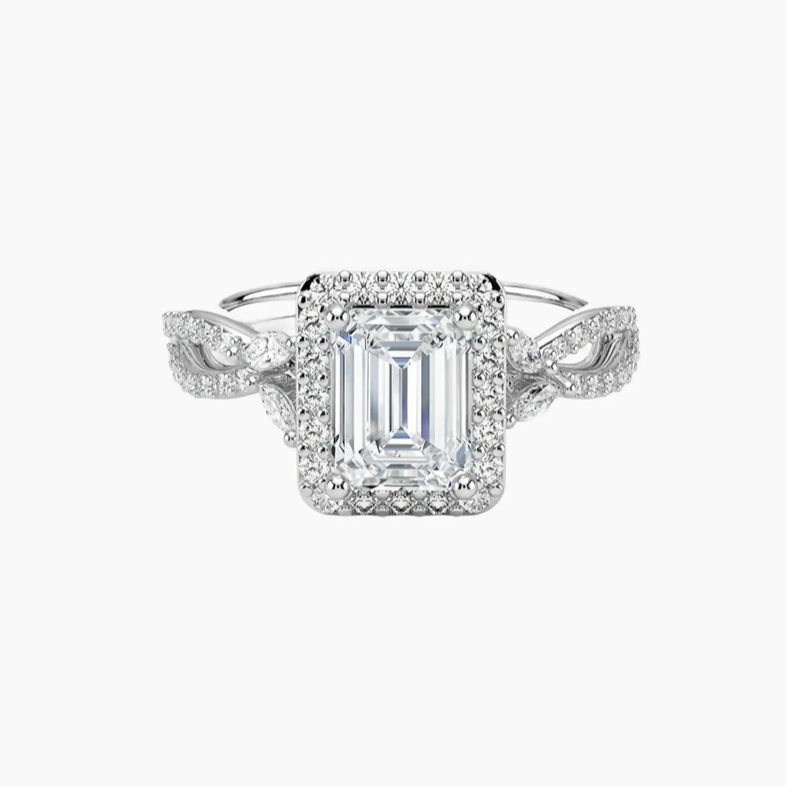 Nerissa Emerald Designer 3 Carat Lab Grown Diamond Engagement Ring in 18K Rose Gold