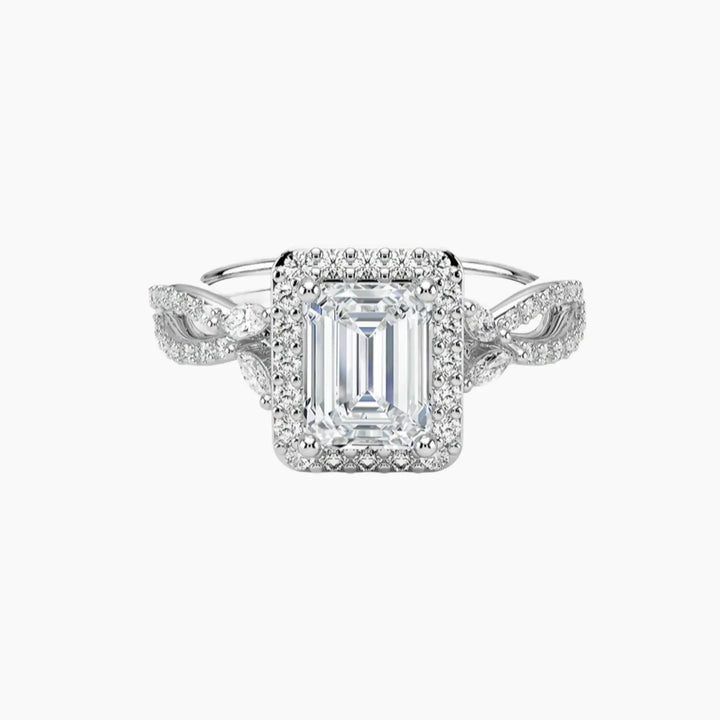 Nerissa Emerald Designer 1 Carat Lab Grown Diamond Engagement Ring in 18K White Gold