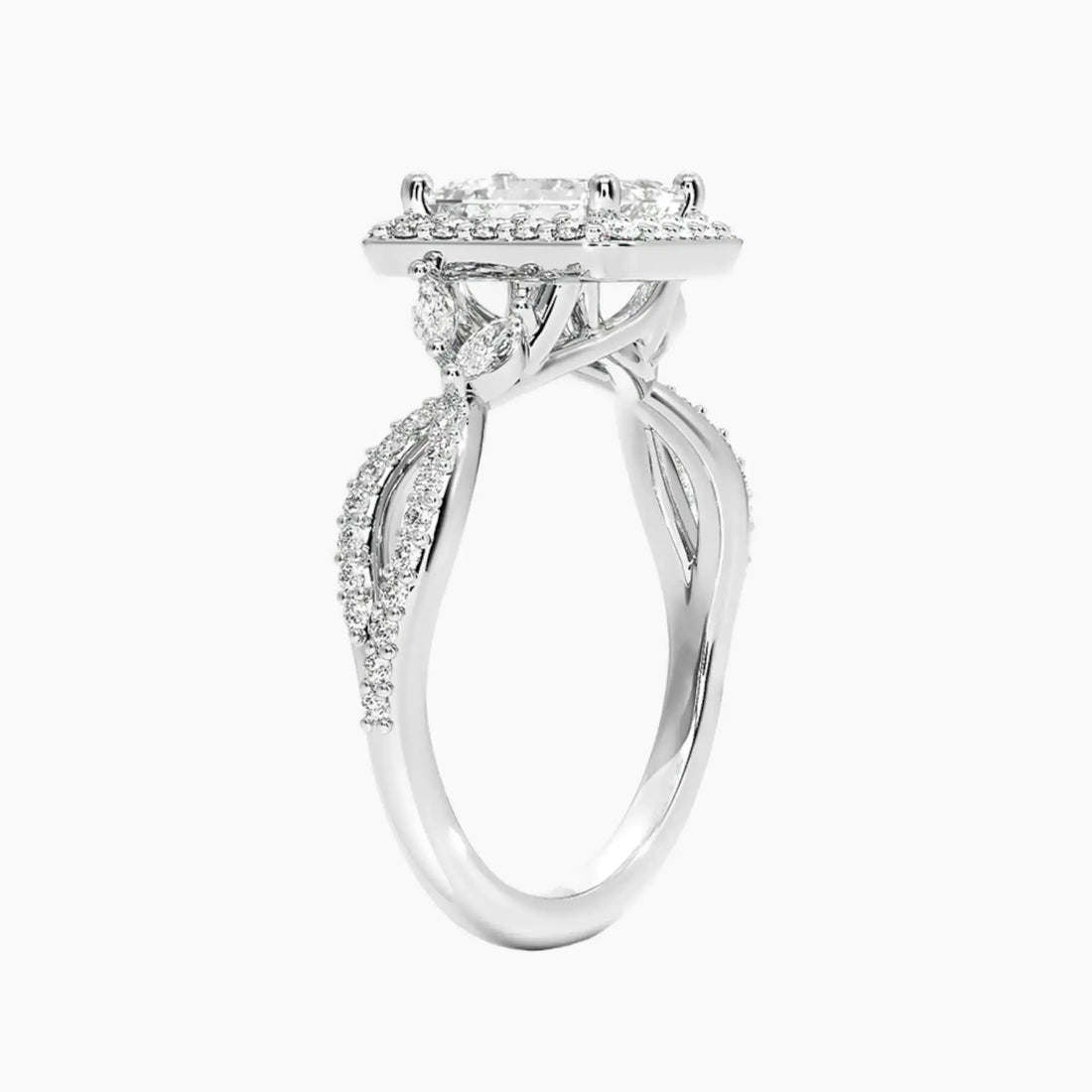 Nerissa Emerald Designer 2.5 Carat Lab Grown Diamond Engagement Ring in 18K Yellow Gold