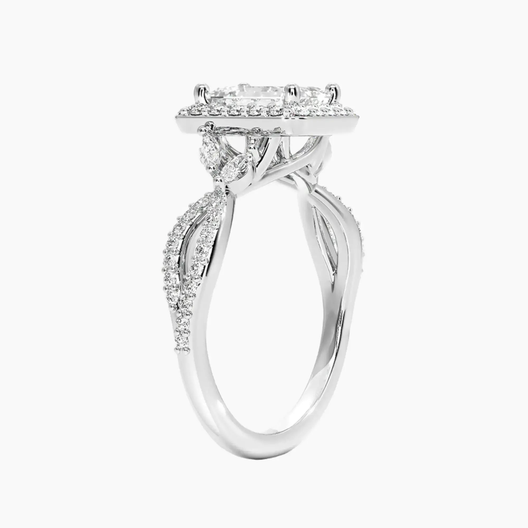 Nerissa Emerald Designer 3 Carat Lab Grown Diamond Engagement Ring in 14K Rose Gold