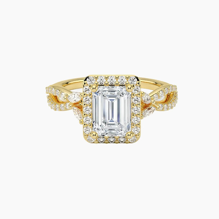 Nerissa Emerald Designer 2.5 Carat Lab Grown Diamond Engagement Ring in 14K Yellow Gold