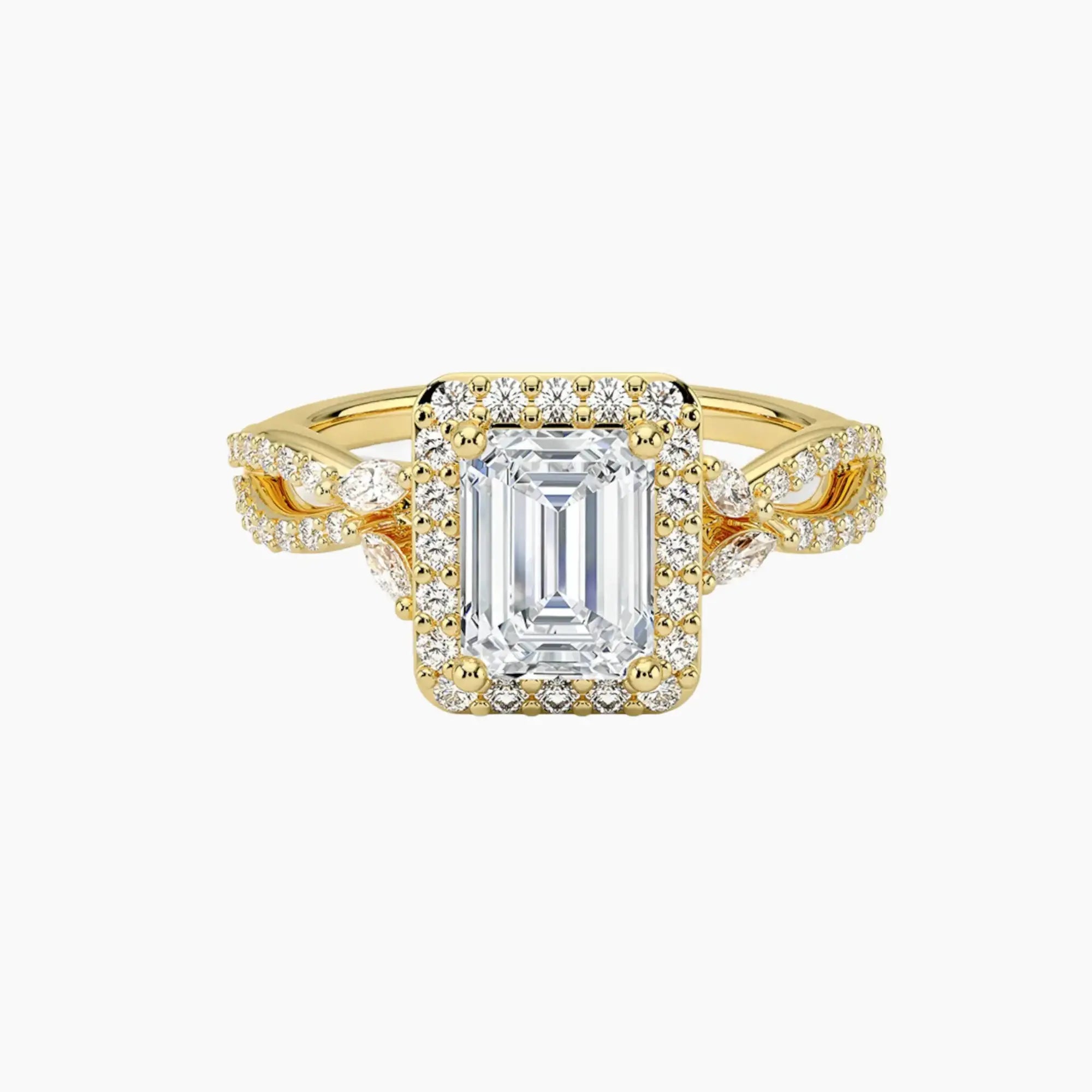 Nerissa Emerald Designer 1.5 Carat Lab Grown Diamond Engagement Ring in 14K White Gold