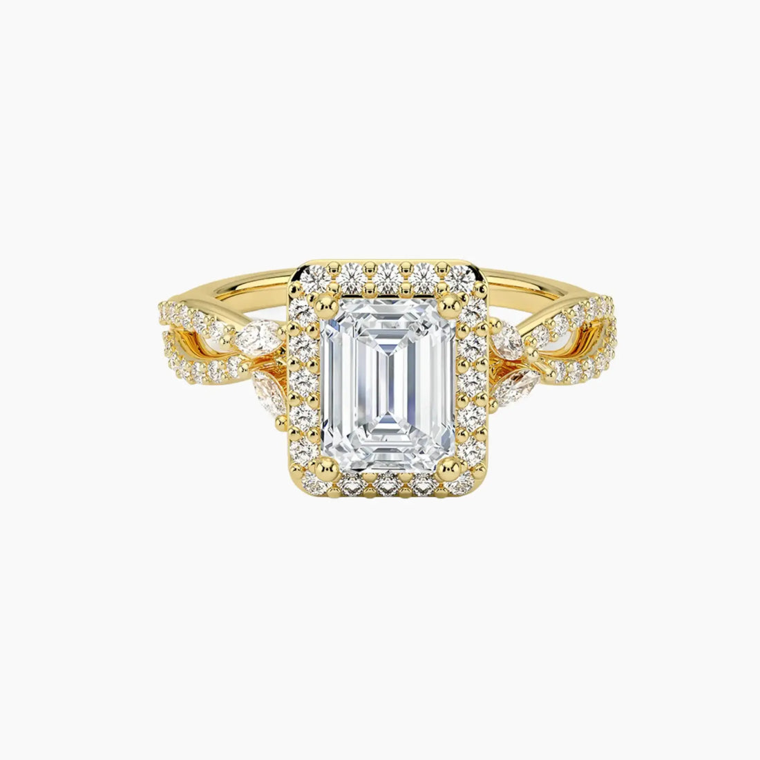 Nerissa Emerald Designer 2 Carat Lab Grown Diamond Engagement Ring in 18K Rose Gold