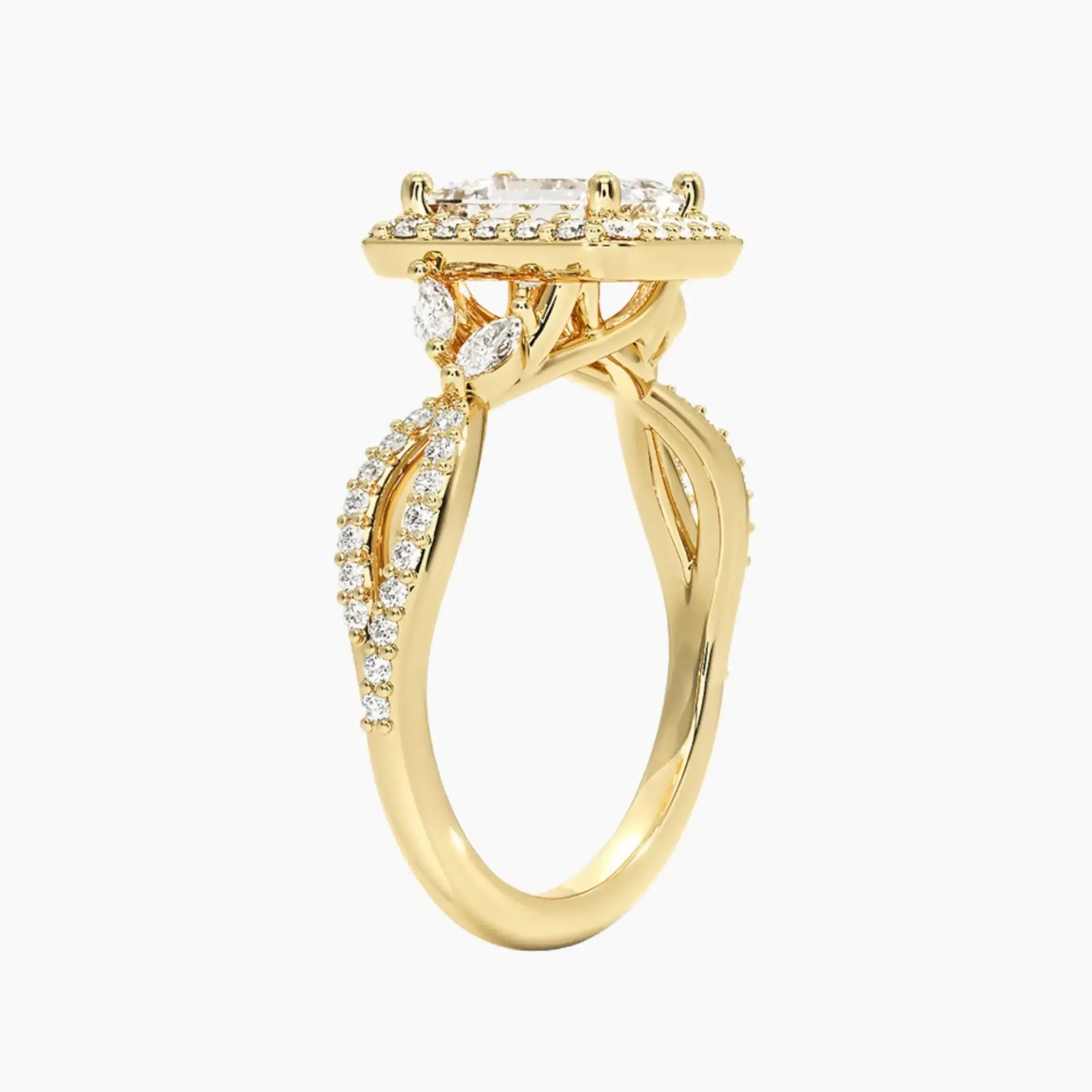 Nerissa Emerald Designer 1.5 Carat Lab Grown Diamond Engagement Ring in 14K Yellow Gold