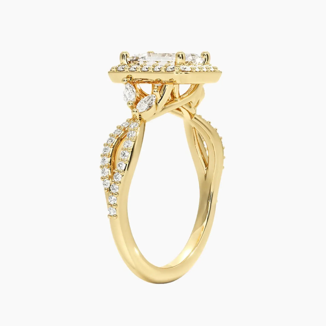 Nerissa Emerald Designer 2.5 Carat Lab Grown Diamond Engagement Ring in 14K Yellow Gold