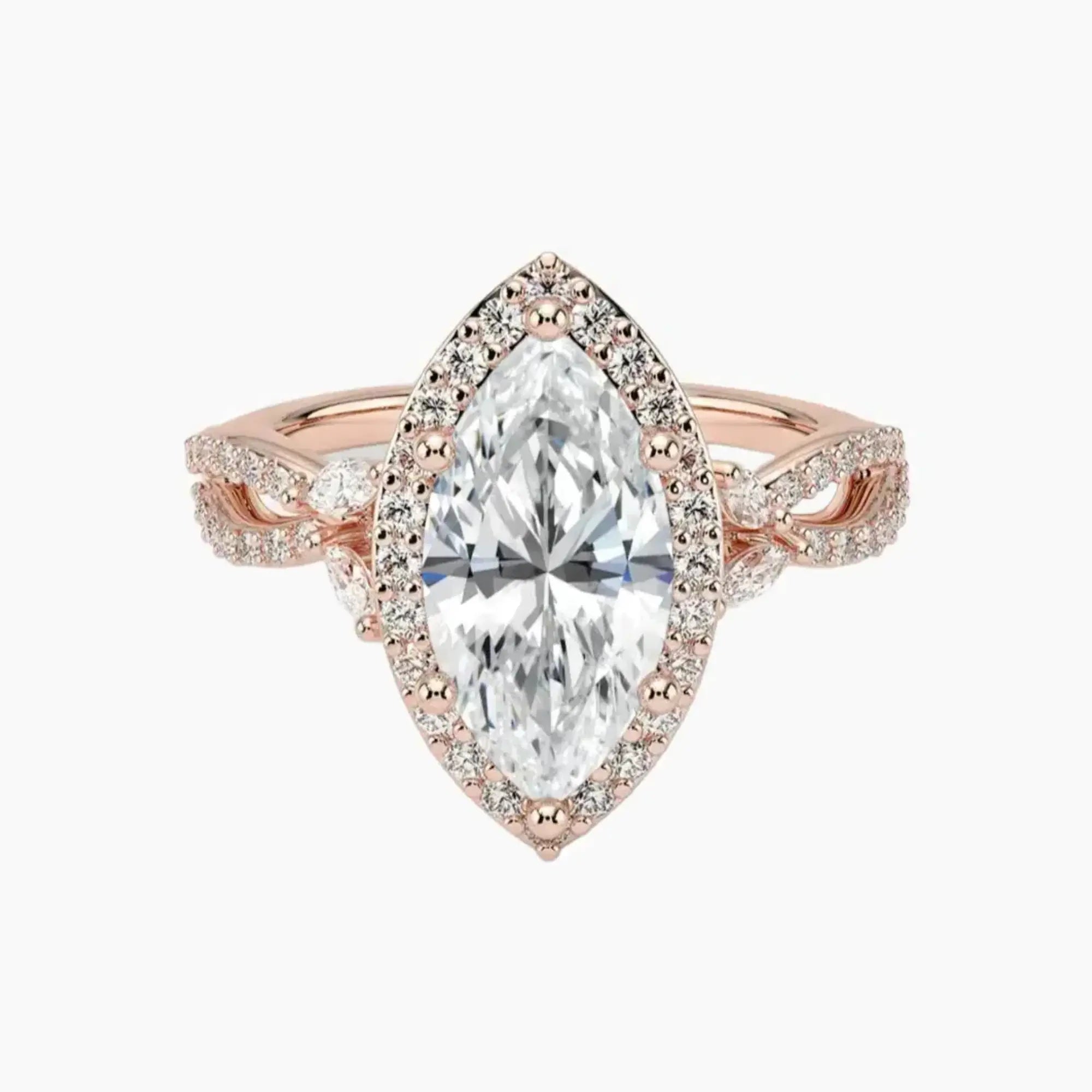 Nerissa Marquise Designer 1.5 Carat Lab Grown Diamond Engagement Ring in 14K Yellow Gold
