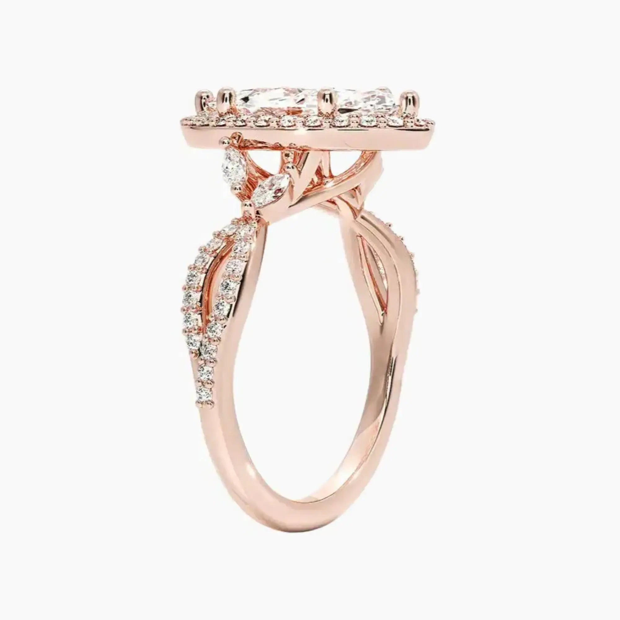 Nerissa Marquise Designer 3 Carat Lab Grown Diamond Engagement Ring in 14K Yellow Gold