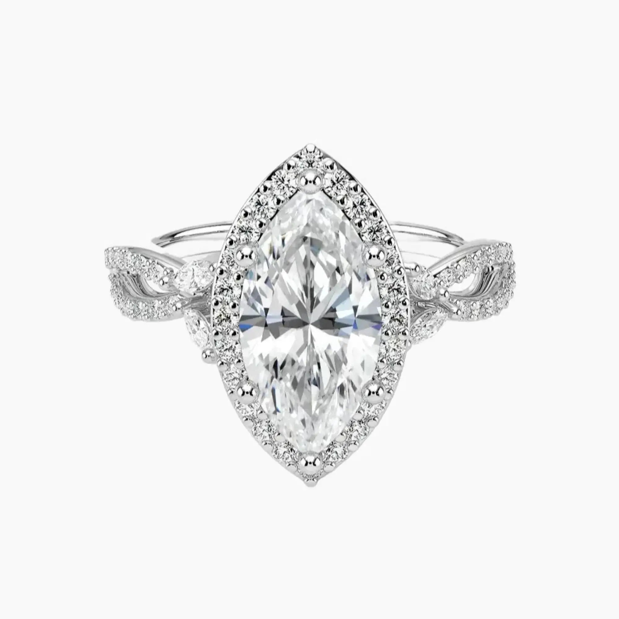 Nerissa Marquise Designer 3 Carat Lab Grown Diamond Engagement Ring in 18K Yellow Gold