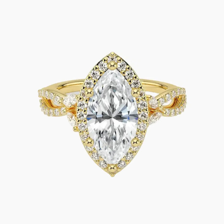 Nerissa Marquise Designer 2 Carat Lab Grown Diamond Engagement Ring in 18K Yellow Gold
