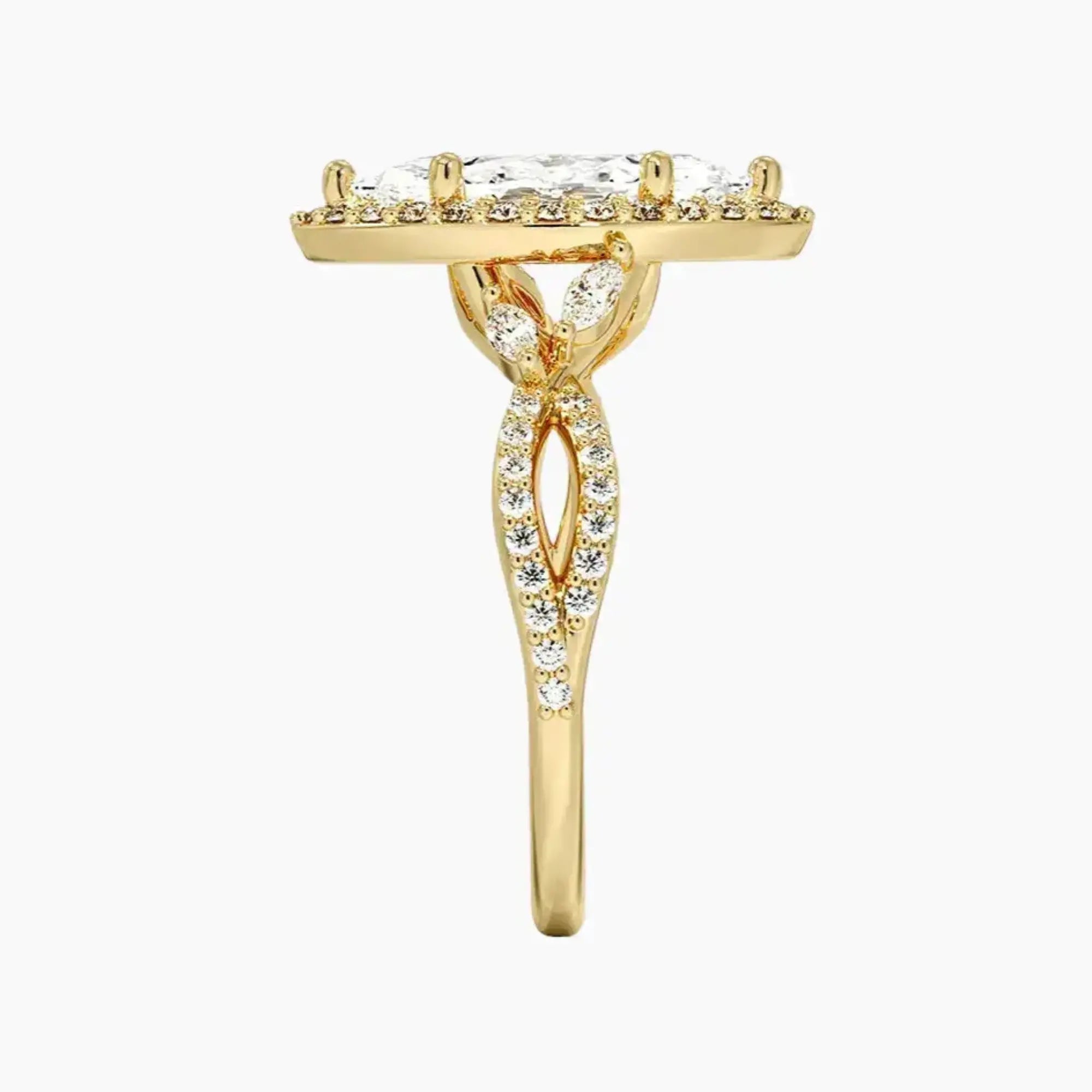 Nerissa Marquise Designer Diamond Ring Setting in 18K Yellow Gold