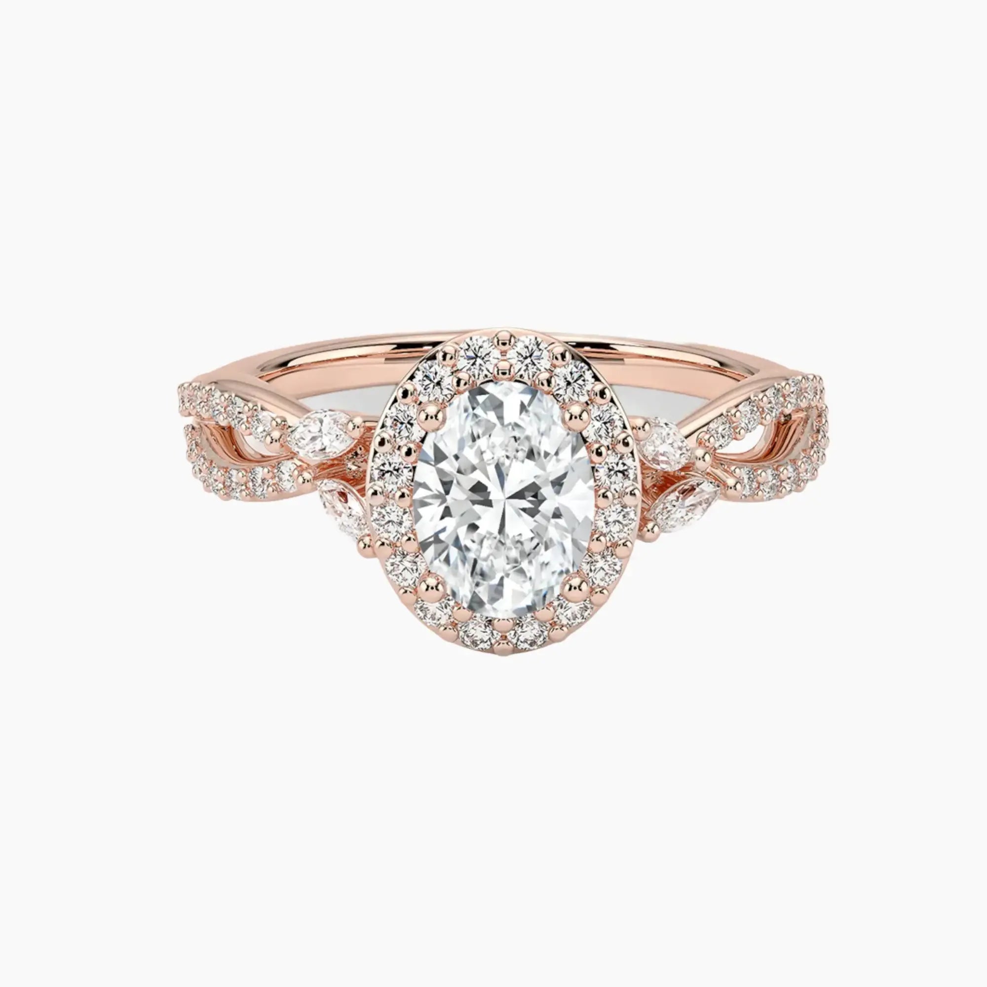 Nerissa Oval Designer 2 Carat Lab Grown Diamond Engagement Ring in 18K White Gold