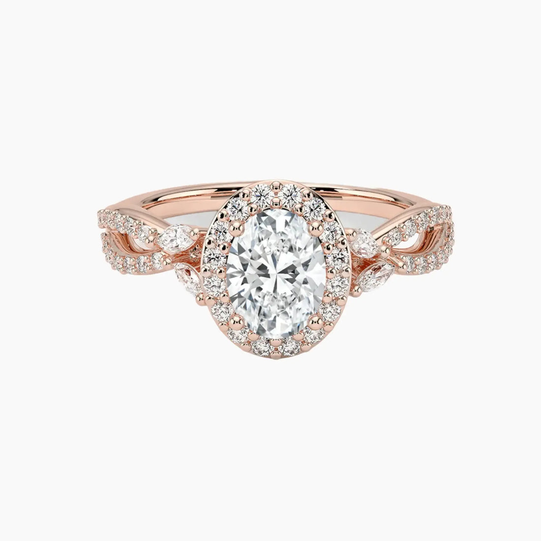 Nerissa Oval Designer 3 Carat Lab Grown Diamond Engagement Ring in 14K White Gold