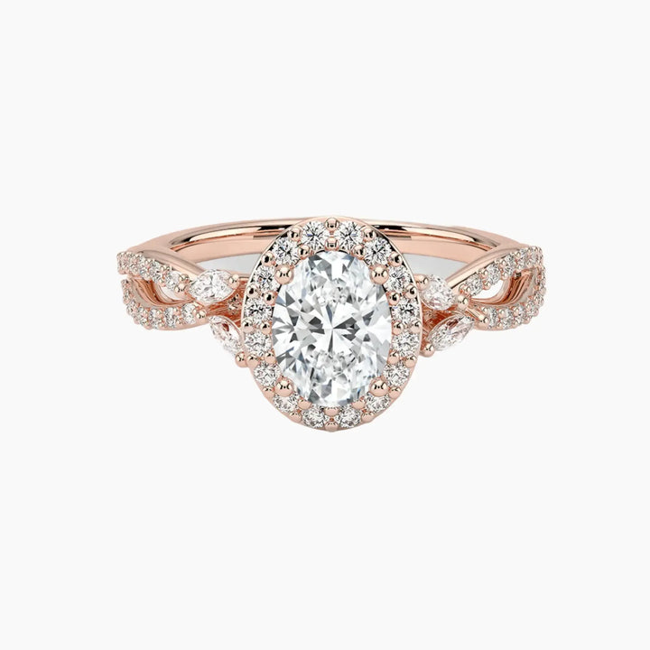 Nerissa Oval Designer 1 Carat Lab Grown Diamond Engagement Ring in 14K Rose Gold