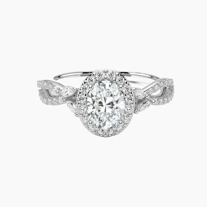Nerissa Oval Designer 1 Carat Lab Grown Diamond Engagement Ring in 18K White Gold