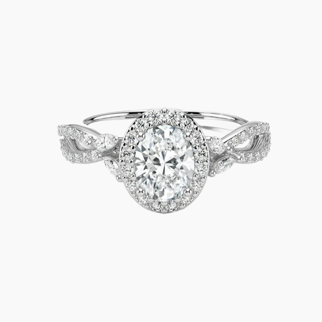 Nerissa Oval Designer 2.5 Carat Lab Grown Diamond Engagement Ring in 18K White Gold