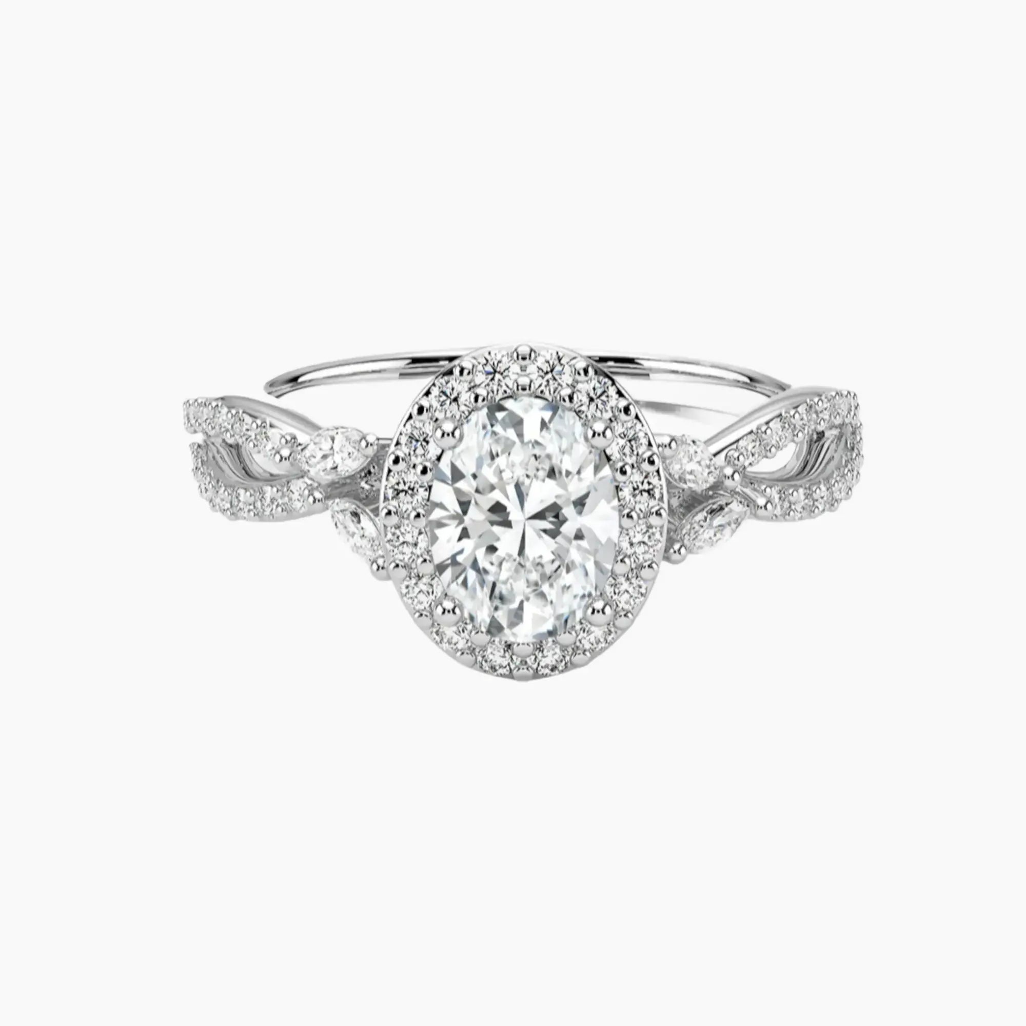 Nerissa Oval Designer 2 Carat Lab Grown Diamond Engagement Ring in 14K White Gold