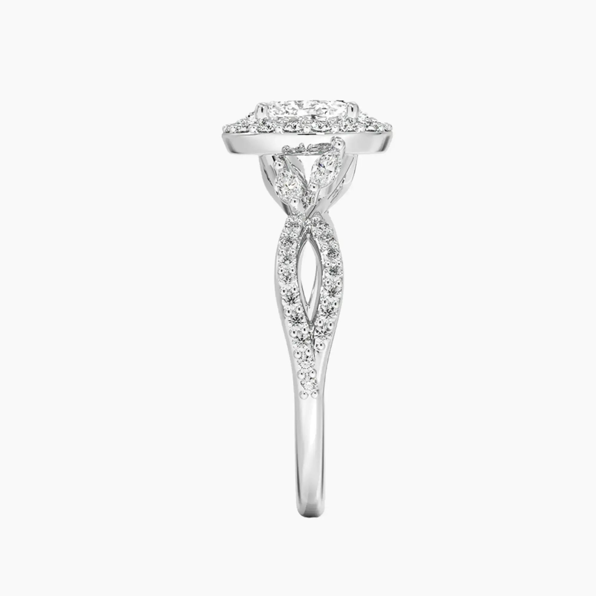 Nerissa Oval Designer 3 Carat Lab Grown Diamond Engagement Ring in 18K White Gold