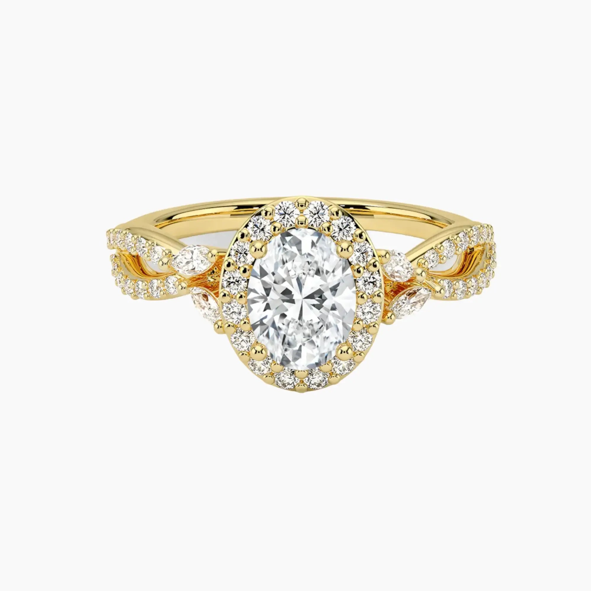 Nerissa Oval Designer 1.5 Carat Lab Grown Diamond Engagement Ring in 14K Yellow Gold