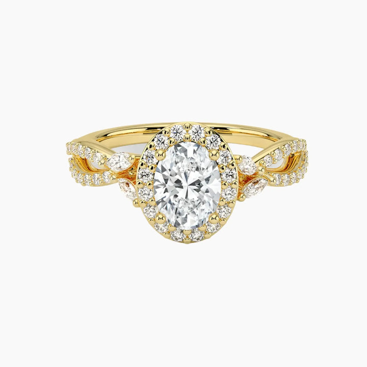 Nerissa Oval Designer 2 Carat Lab Grown Diamond Engagement Ring in 14K Yellow Gold