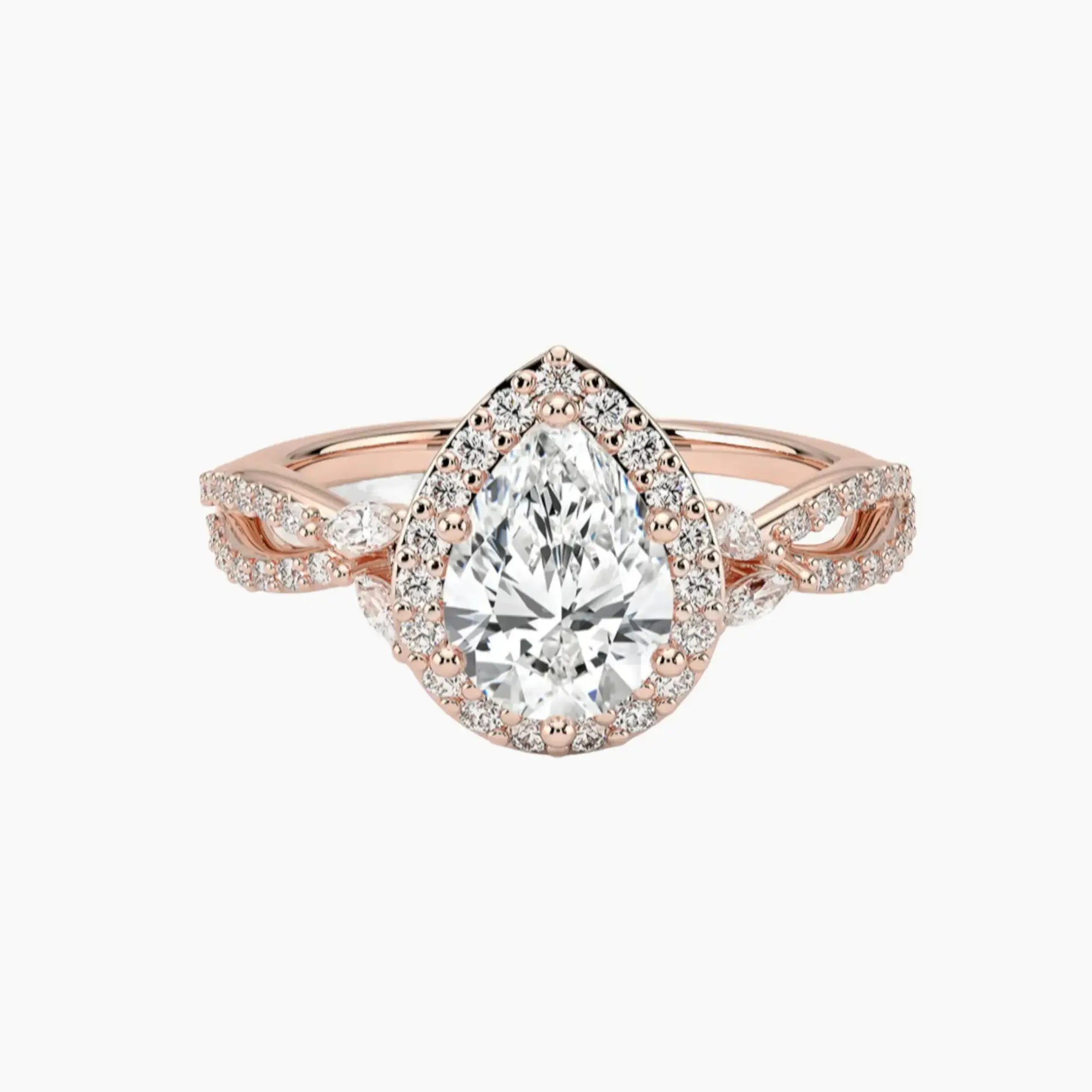 Nerissa Pear Designer Diamond Ring Setting in 14K Yellow Gold