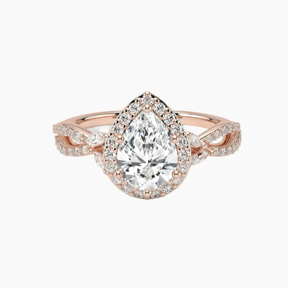 Nerissa Pear Designer 2.5 Carat Lab Grown Diamond Engagement Ring in 18K Yellow Gold