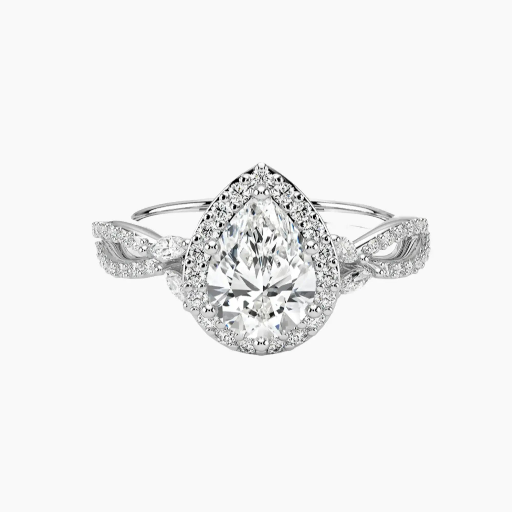 Nerissa Pear Designer 2.5 Carat Lab Grown Diamond Engagement Ring in 18K Yellow Gold