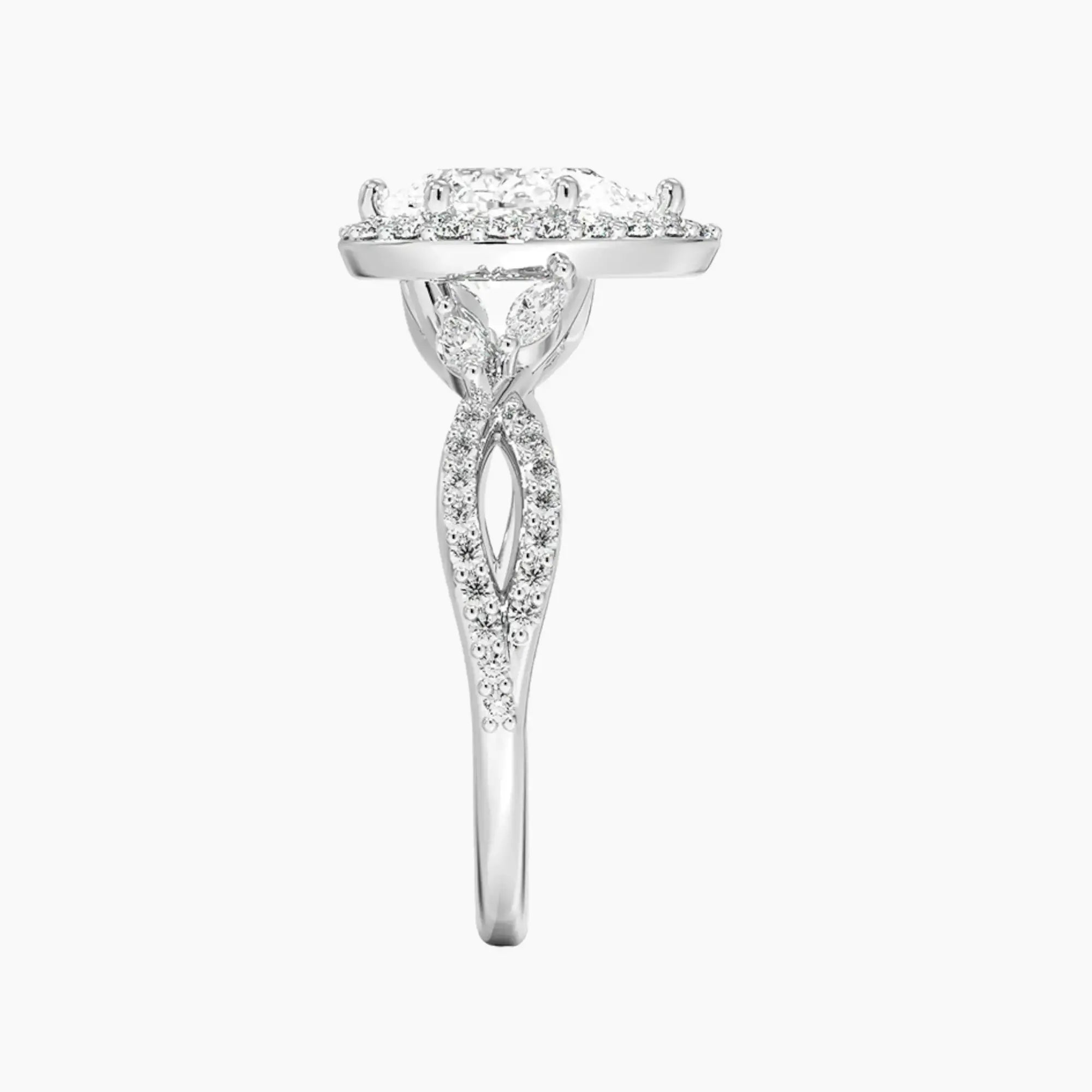 Nerissa Pear Designer 1.5 Carat Lab Grown Diamond Engagement Ring in 14K White Gold