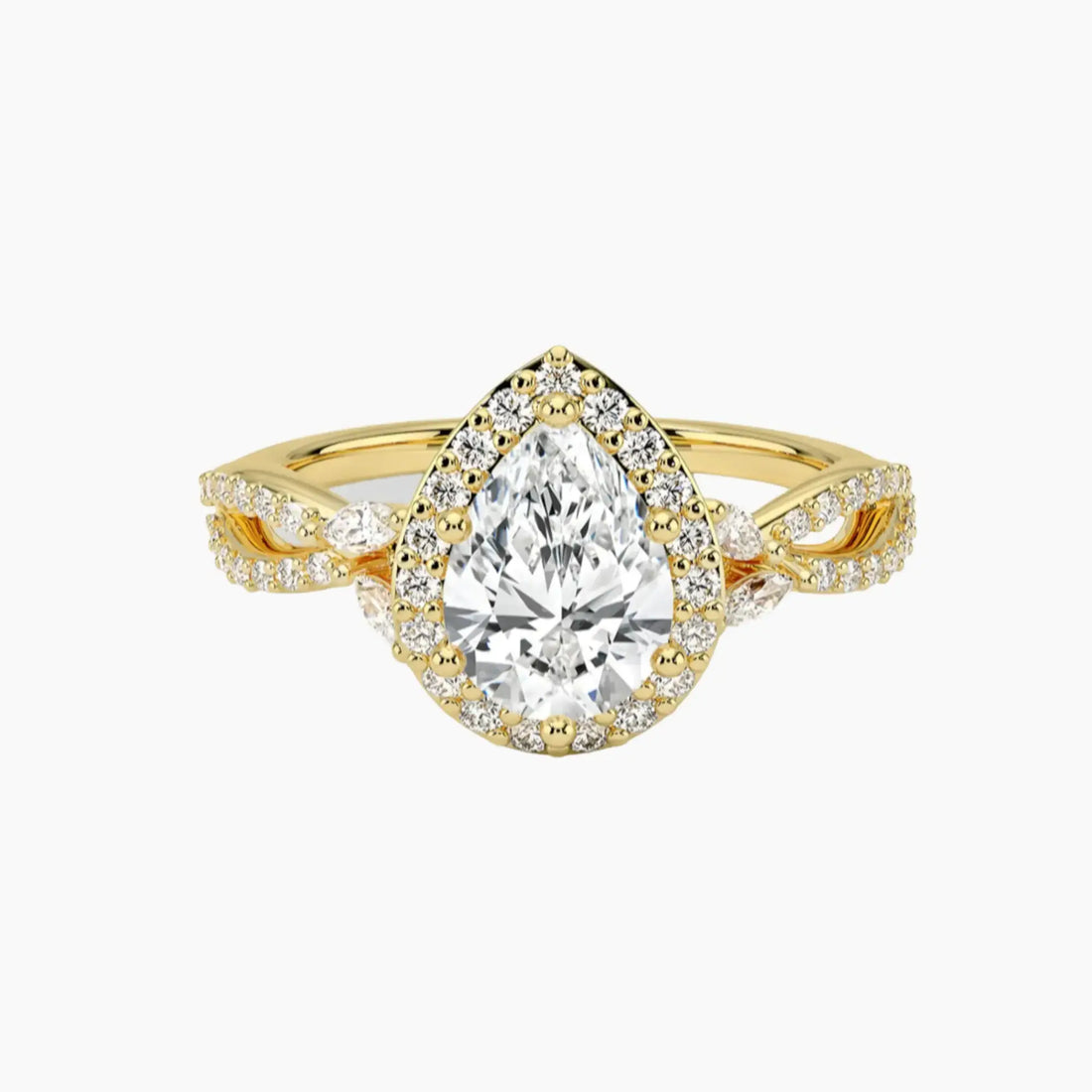 Nerissa Pear Designer 2.5 Carat Lab Grown Diamond Engagement Ring in 14K White Gold