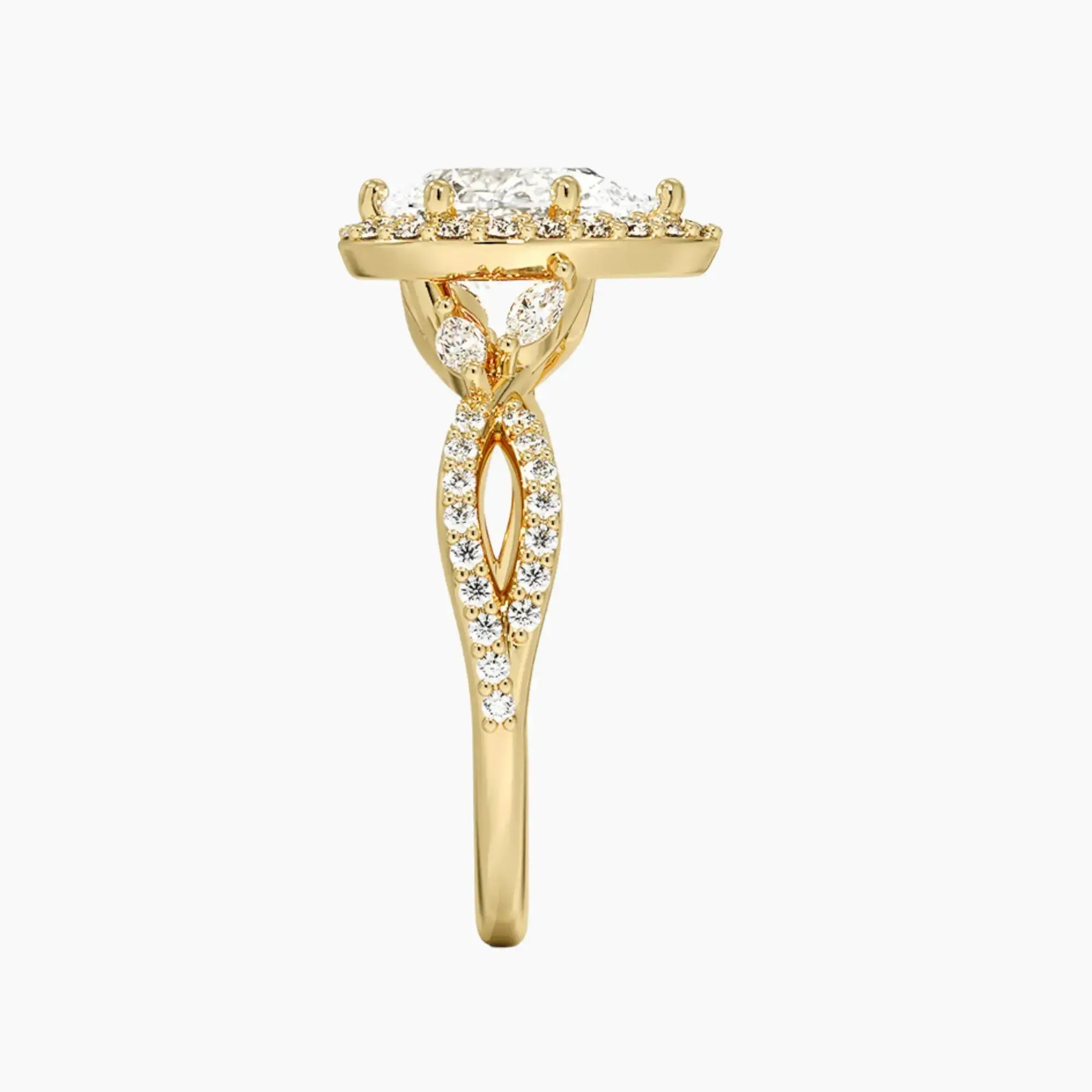 Nerissa Pear Designer Diamond Ring Setting in 14K Rose Gold