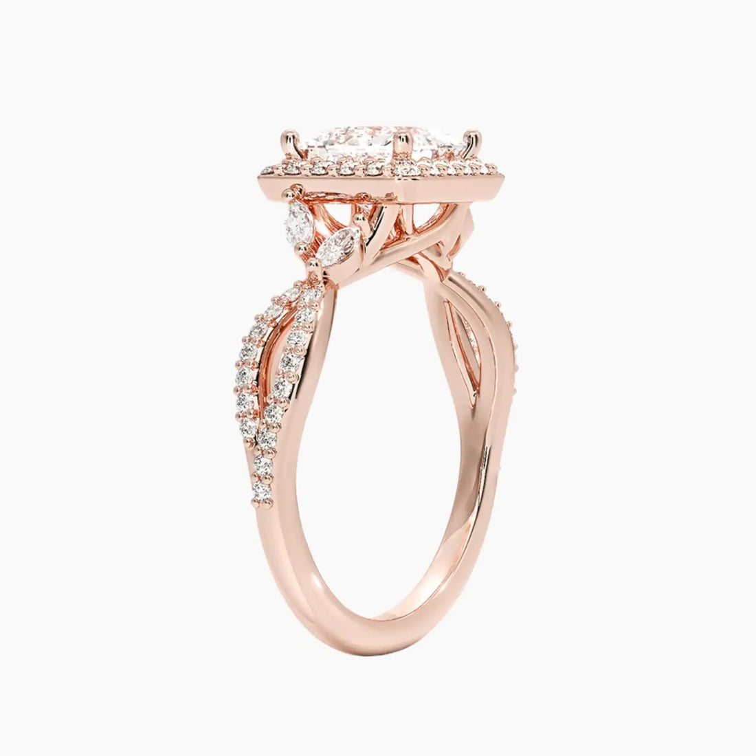Nerissa Princess Designer 3 Carat Lab Grown Diamond Engagement Ring in 14K Yellow Gold