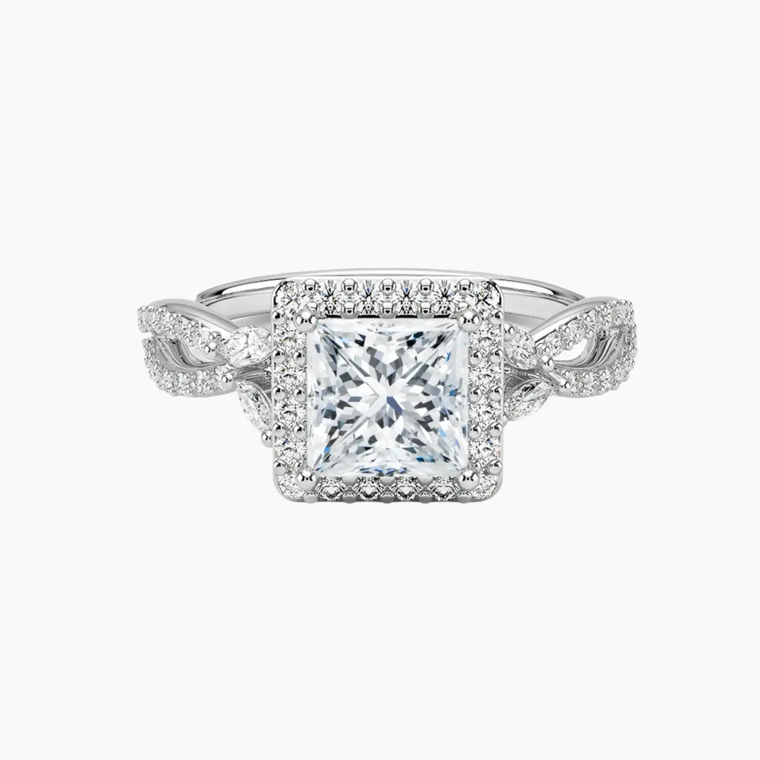 Nerissa Princess Designer 2.5 Carat Lab Grown Diamond Engagement Ring in 14K White Gold