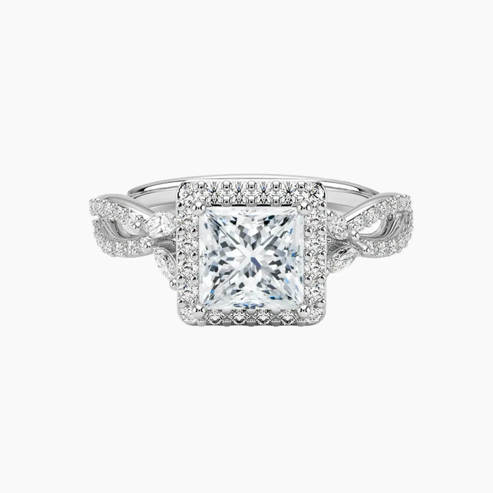 Nerissa Princess Designer 2.5 Carat Lab Grown Diamond Engagement Ring in 14K White Gold