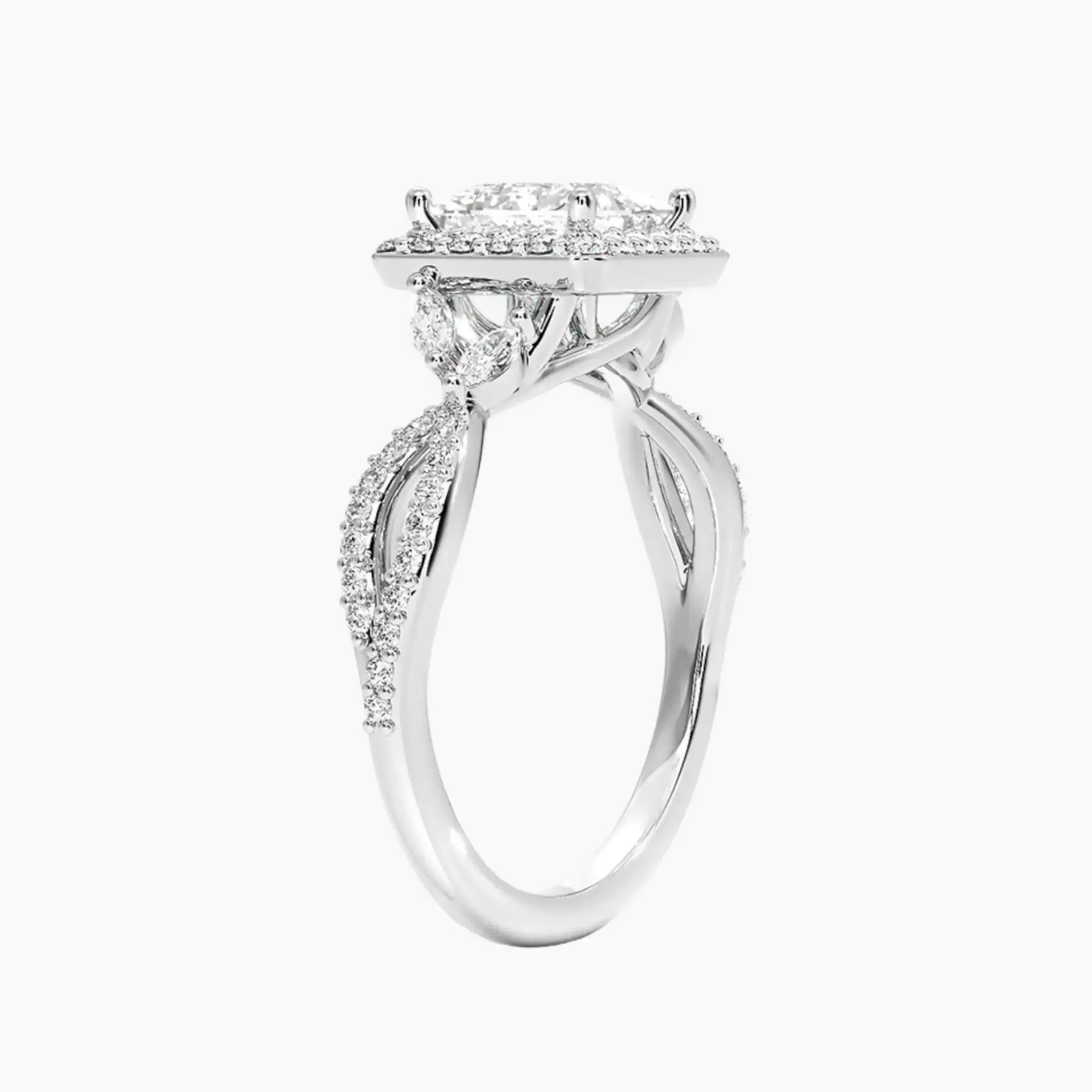 Nerissa Princess Designer 1.5 Carat Lab Grown Diamond Engagement Ring in 14K White Gold