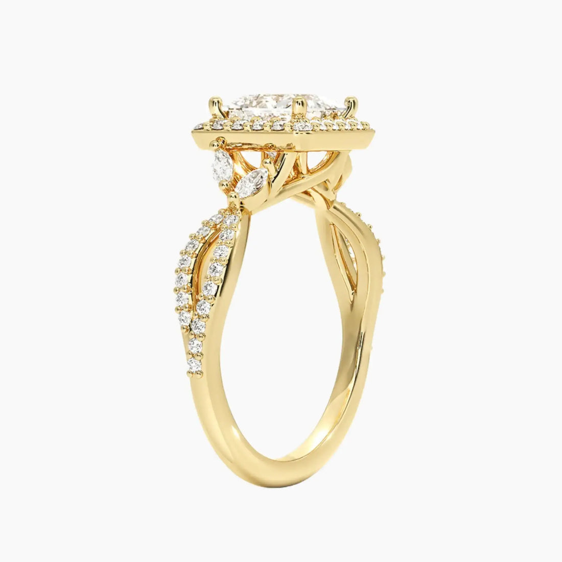 Nerissa Princess Designer Diamond Ring Setting in 14K Yellow Gold
