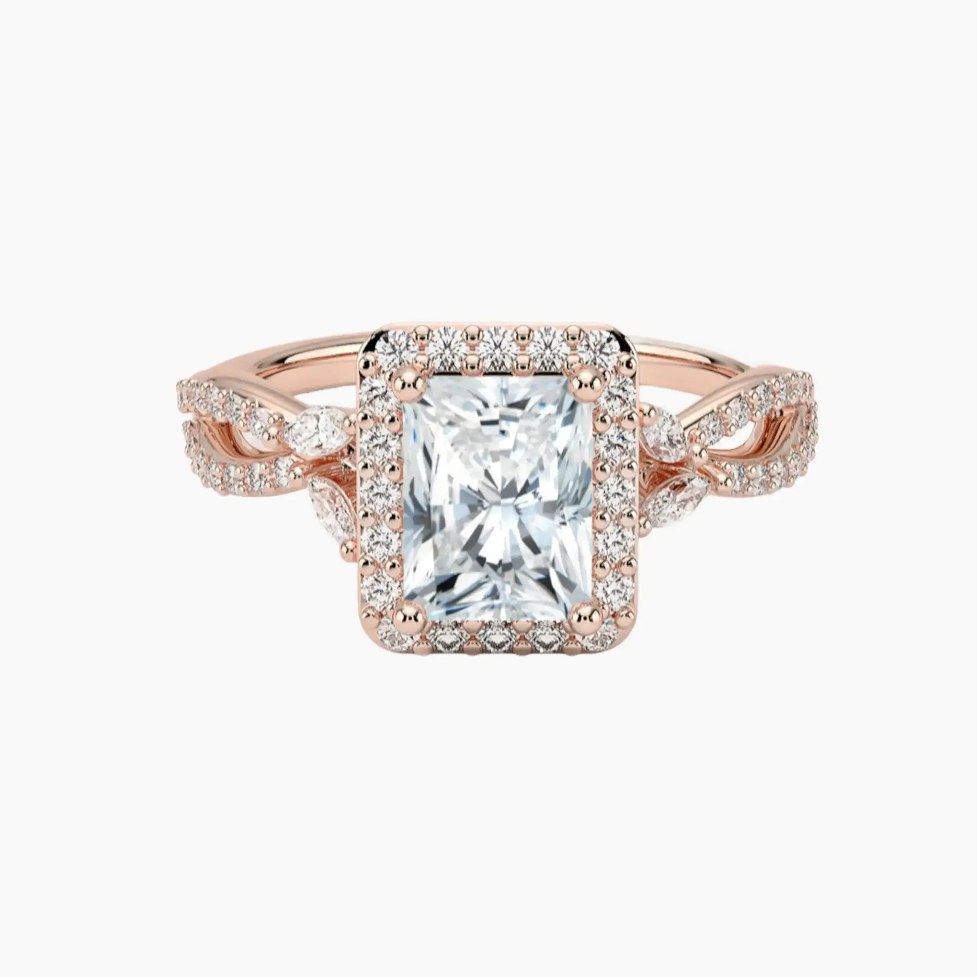 Nerissa Radiant Designer Diamond Ring Setting in 14K White Gold