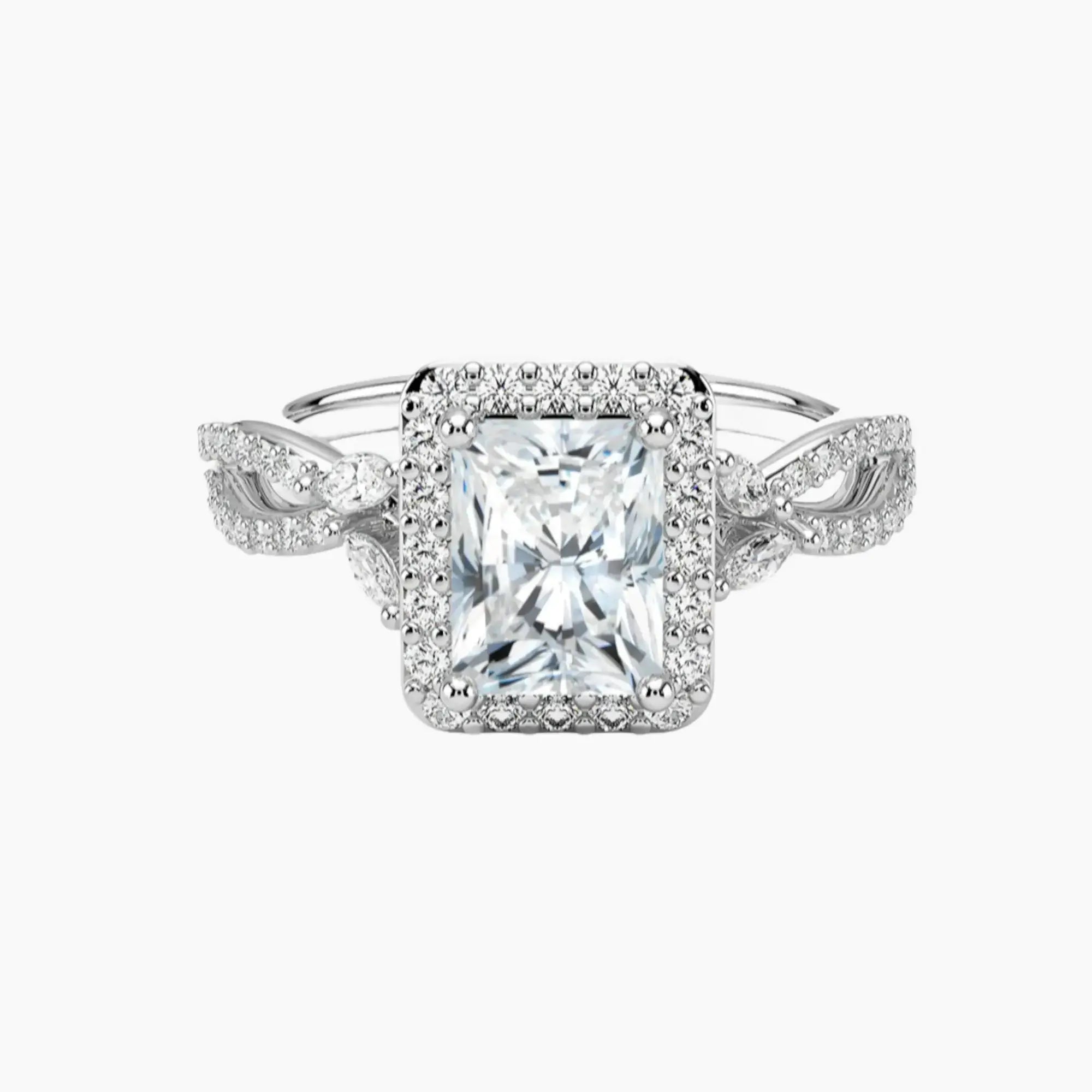Nerissa Radiant Designer 3 Carat Lab Grown Diamond Engagement Ring in 18K Rose Gold