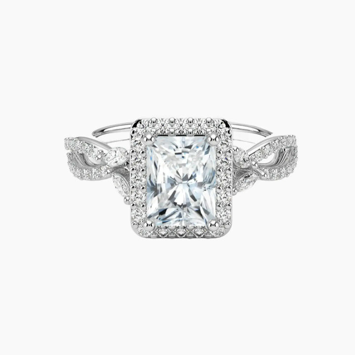 Nerissa Radiant Designer 2.5 Carat Lab Grown Diamond Engagement Ring in 18K White Gold