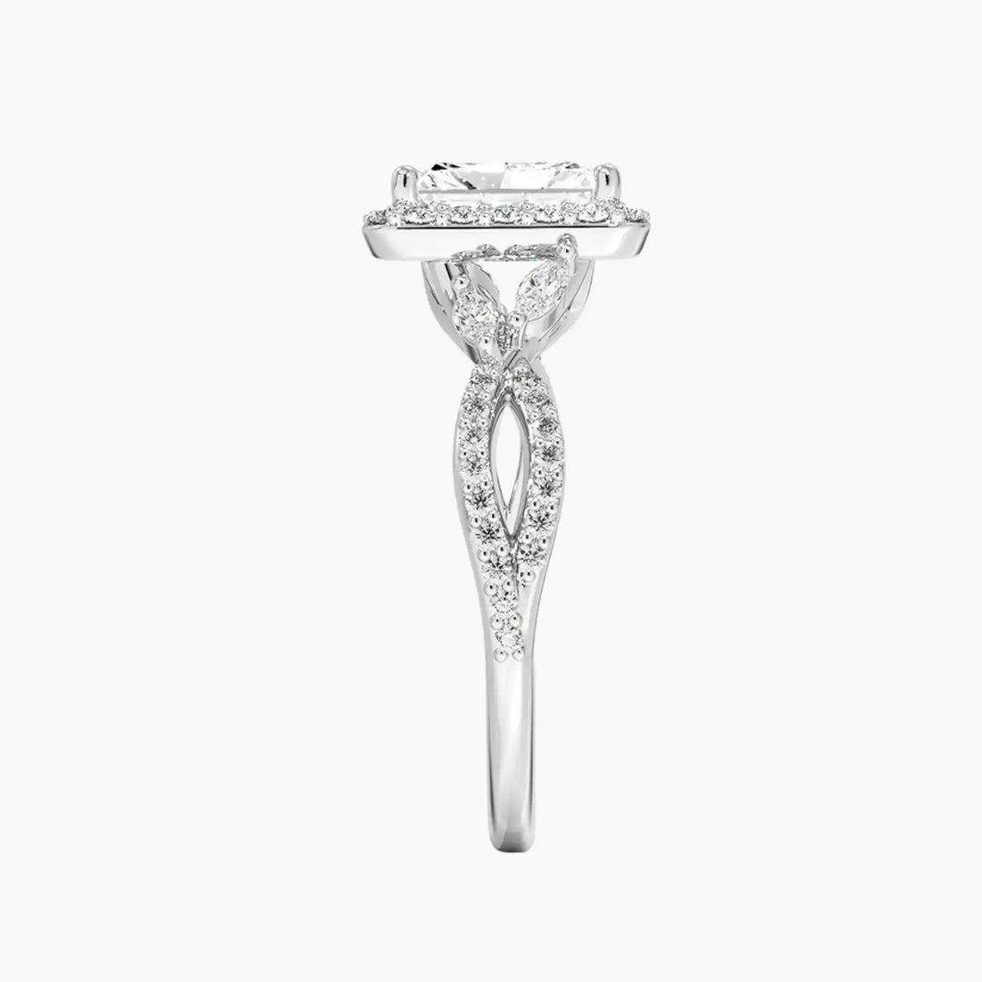 Nerissa Radiant Designer Diamond Ring Setting in 14K Rose Gold